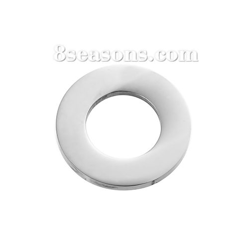 Picture of 304 Stainless Steel Charms Circle Ring Silver Tone Blank Stamping Tags One Side 22mm Dia., 2 PCs