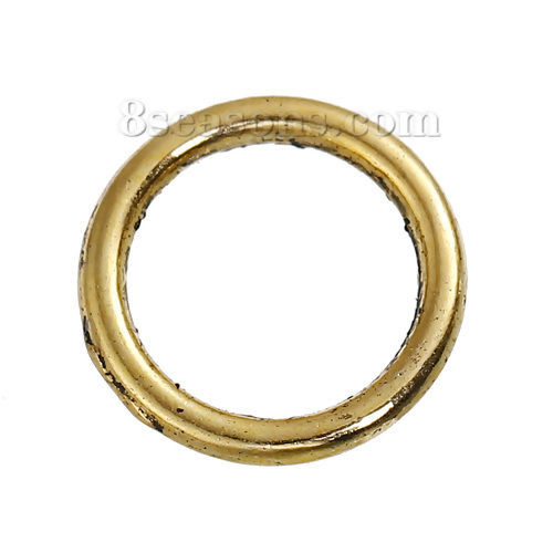 Picture of 1.3mm Zinc Based Alloy Closed Soldered Jump Rings Findings Round Gold Tone Antique Gold 9.5mm Dia, 200 PCs