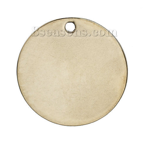 Picture of 304 Stainless Steel Blank Stamping Tags Charms Round Gold Plated One-sided Polishing 20mm Dia., 3 PCs
