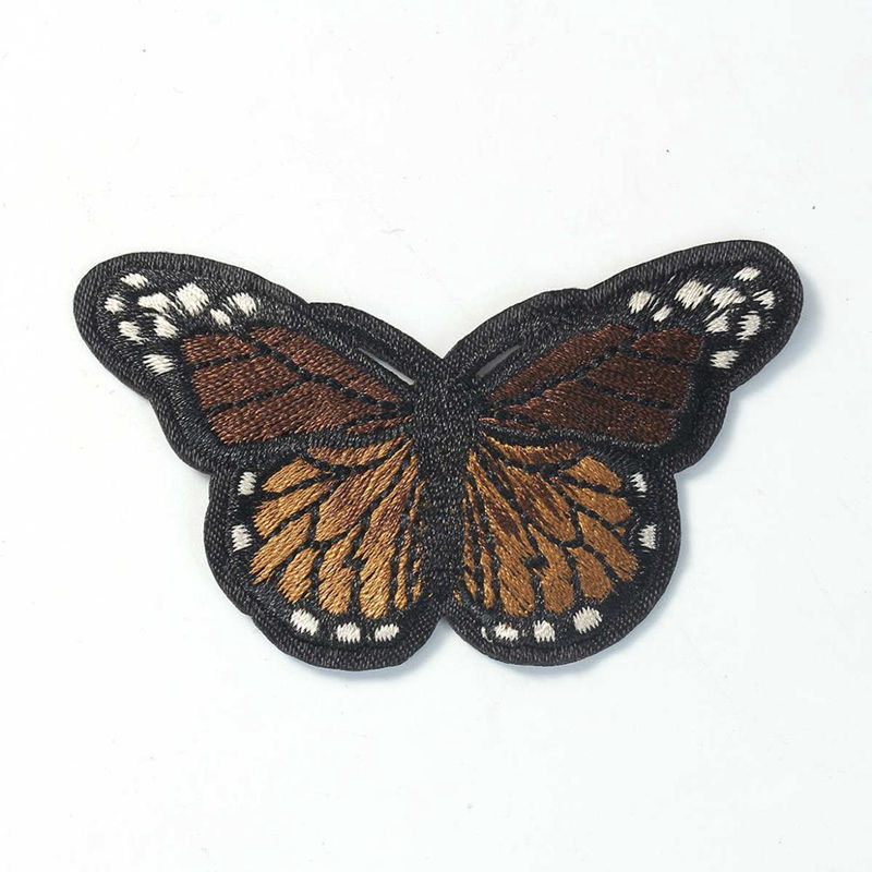 Picture of Fabric Embroidery Iron On Patches Appliques (With Glue Back) DIY Sewing Craft Clothing Decoration Coffee Butterfly Animal 78mm x 48mm, 1 Piece