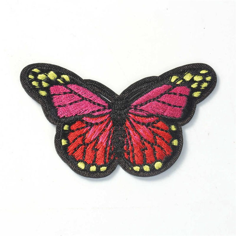 Picture of Fabric Embroidery Iron On Patches Appliques (With Glue Back) DIY Sewing Craft Clothing Decoration Red Butterfly Animal 78mm x 48mm, 1 Piece
