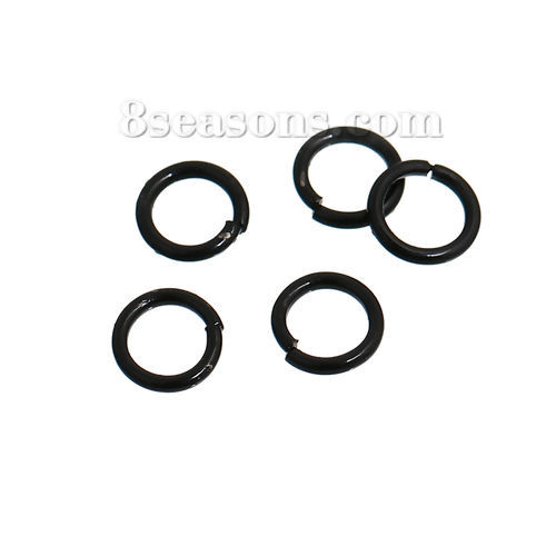 Picture of 1mm Iron Based Alloy Open Jump Rings Findings Round Black 6mm Dia, 500 PCs