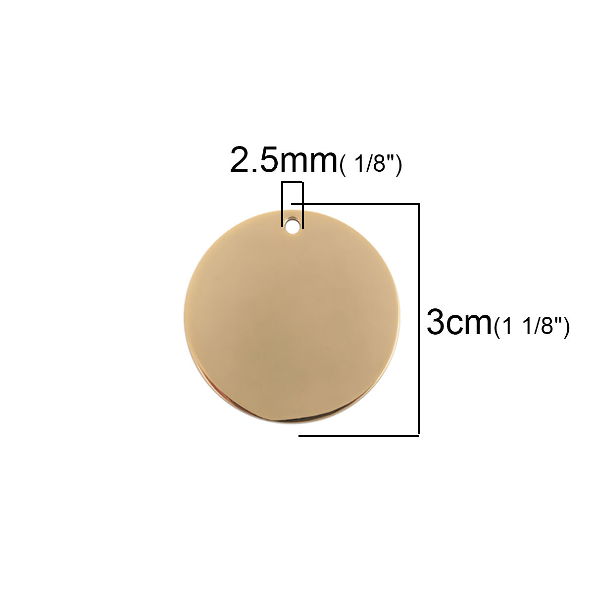 Picture of Stainless Steel Blank Stamping Tags Pendants Round Gold Plated One-sided Polishing 30mm Dia., 3 PCs