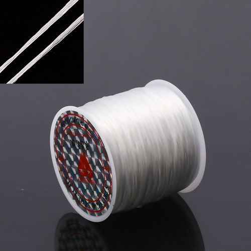 Picture of Polyester Jewelry Thread Cord White Elastic 0.5mm, 1 Roll (Approx 50 M/Roll)