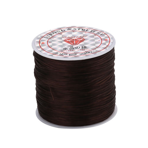 Picture of Polyester Jewelry Thread Cord Coffee Elastic 0.5mm, 1 Roll (Approx 50 M/Roll)