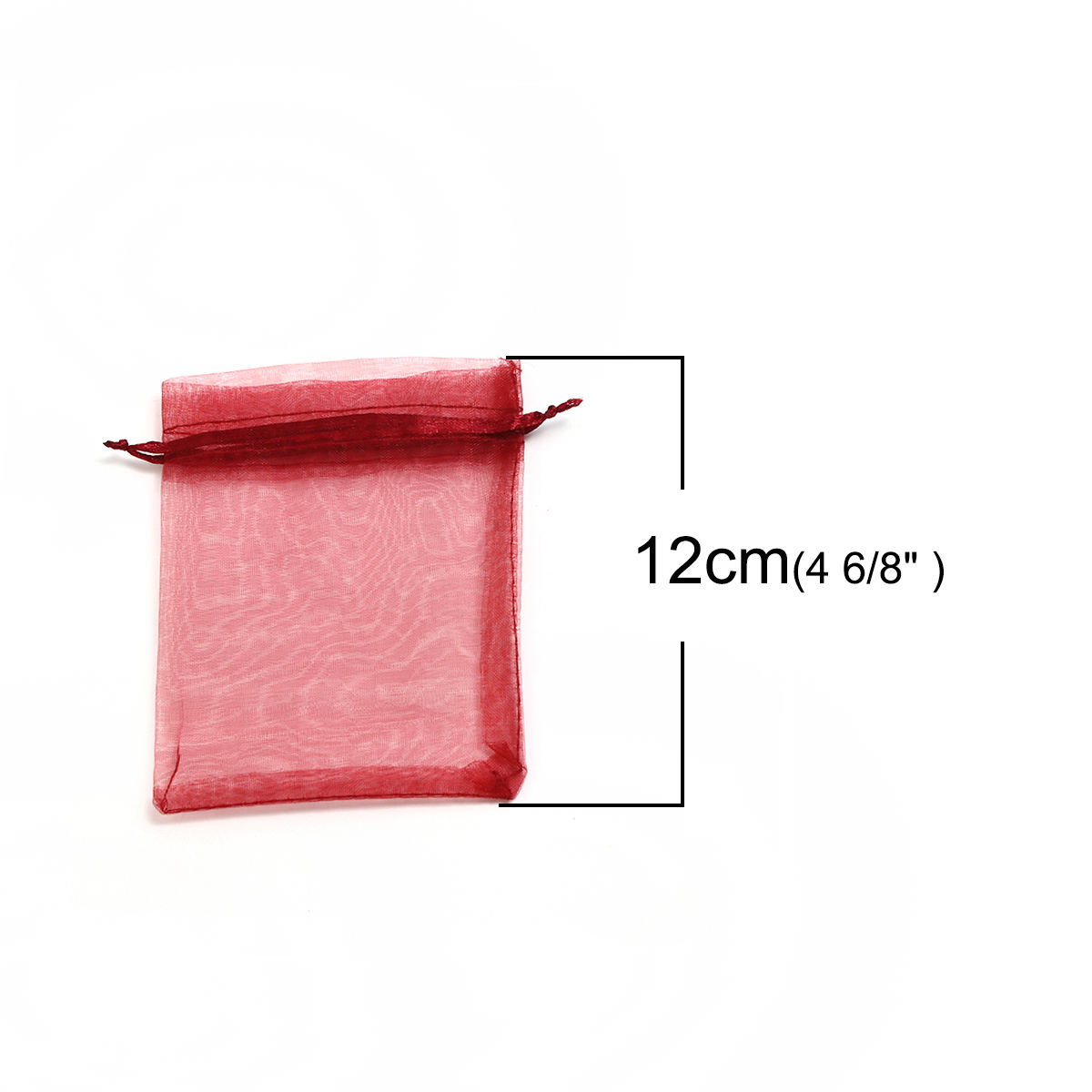 Picture of Wedding Gift Organza Jewelry Bags Drawstring Rectangle Wine Red (Usable Space: 9.5x9cm) 12cm(4 6/8") x 9cm(3 4/8"), 50 PCs
