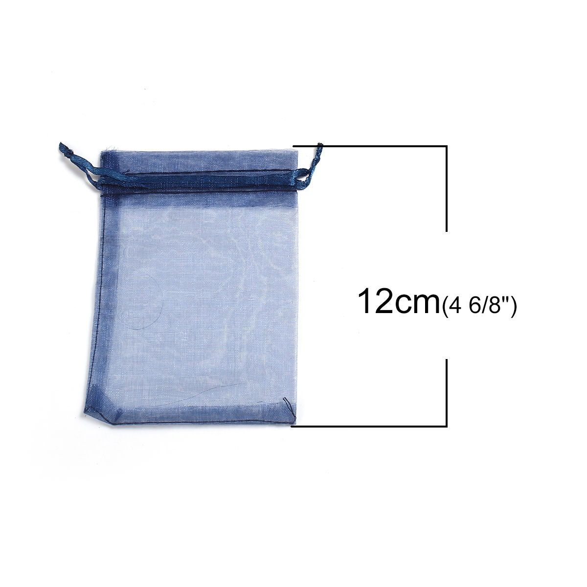 Picture of Wedding Gift Organza Jewelry Bags Drawstring Rectangle Navy Blue (Usable Space: 9.5x9cm) 12cm(4 6/8") x 9cm(3 4/8"), 50 PCs
