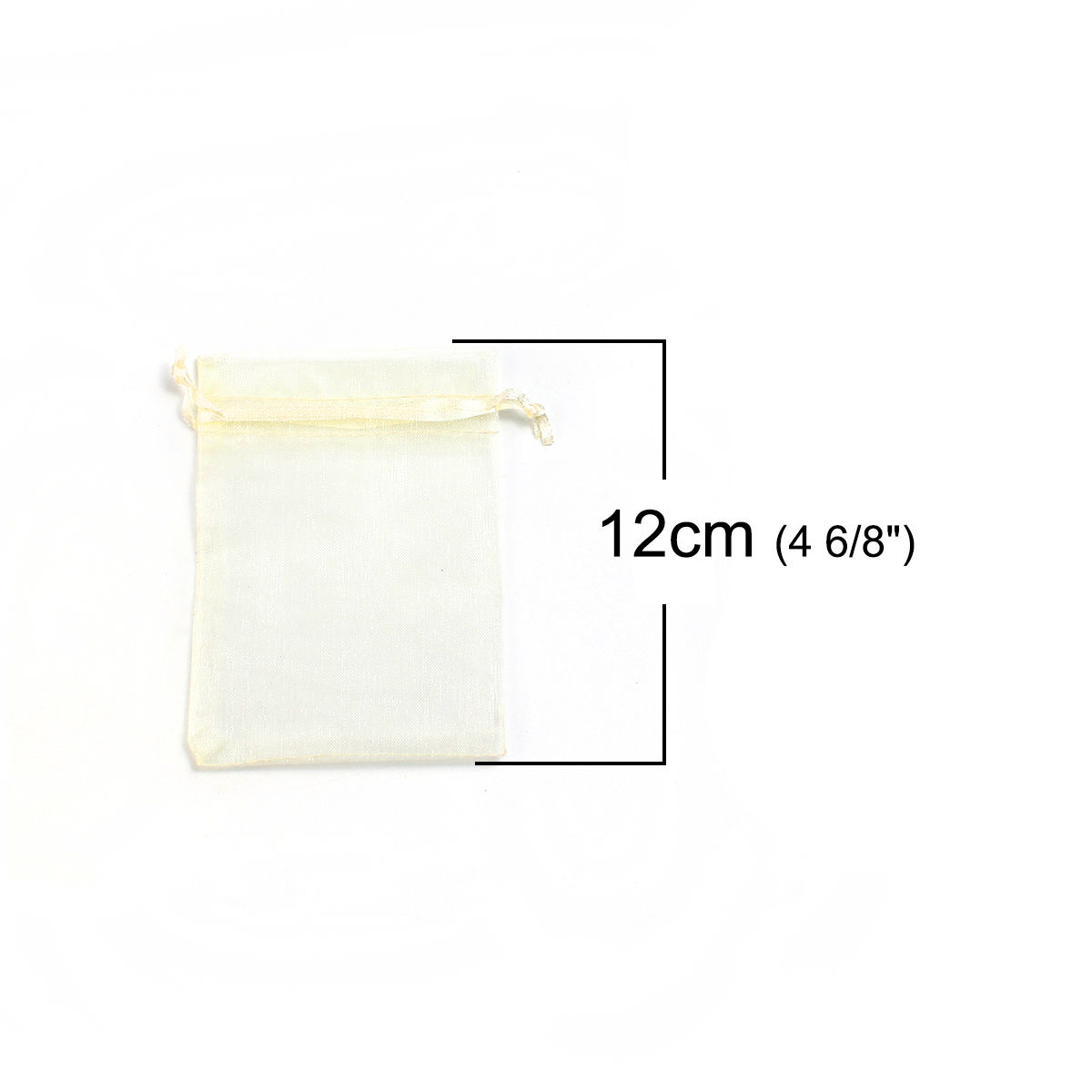 Picture of Wedding Gift Organza Jewelry Bags Drawstring Rectangle Beige (Usable Space: 9.5x9cm) 12cm(4 6/8") x 9cm(3 4/8"), 50 PCs