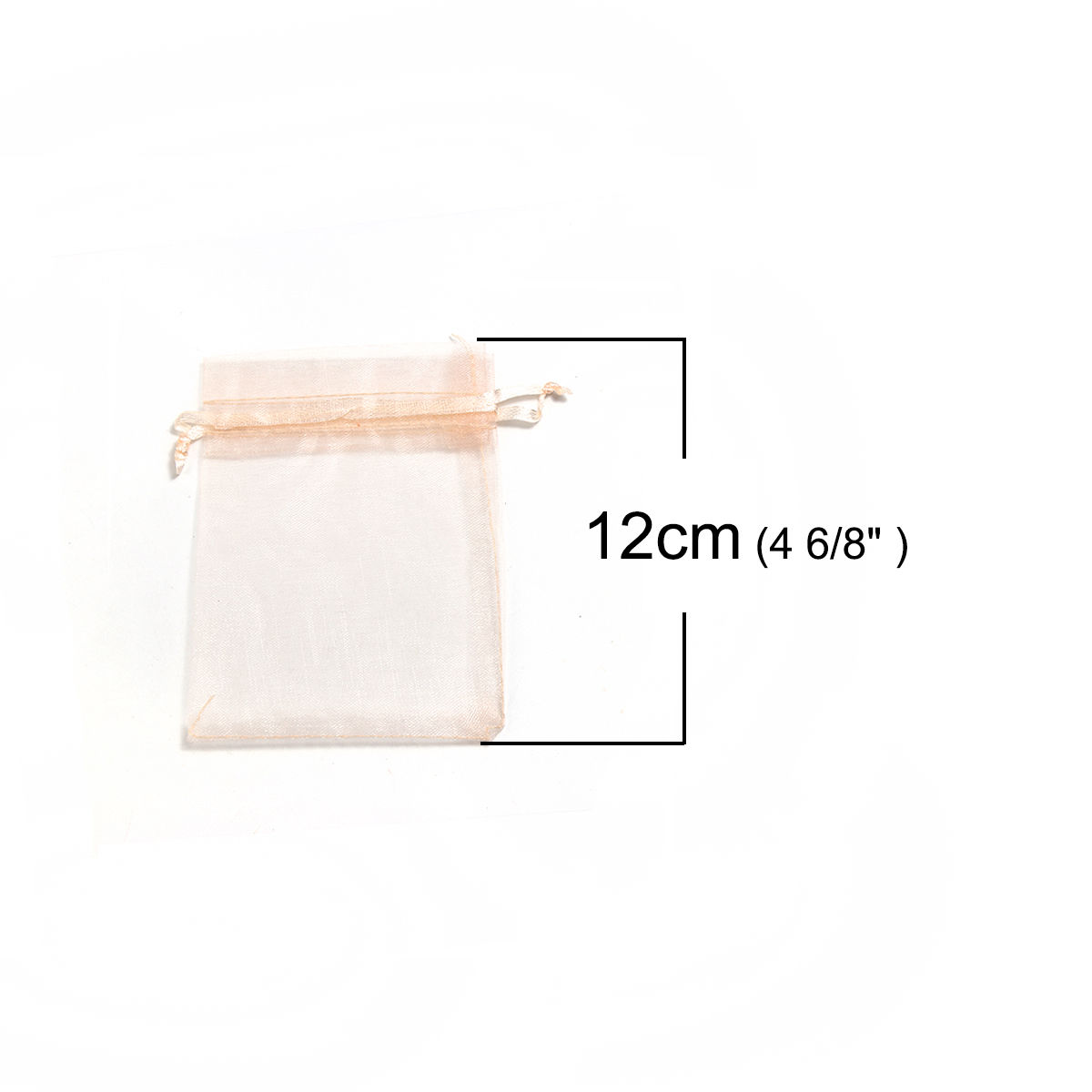 Picture of Wedding Gift Organza Jewelry Bags Drawstring Rectangle Orange Pink (Usable Space: 9.5x9cm) 12cm(4 6/8") x 9cm(3 4/8"), 50 PCs