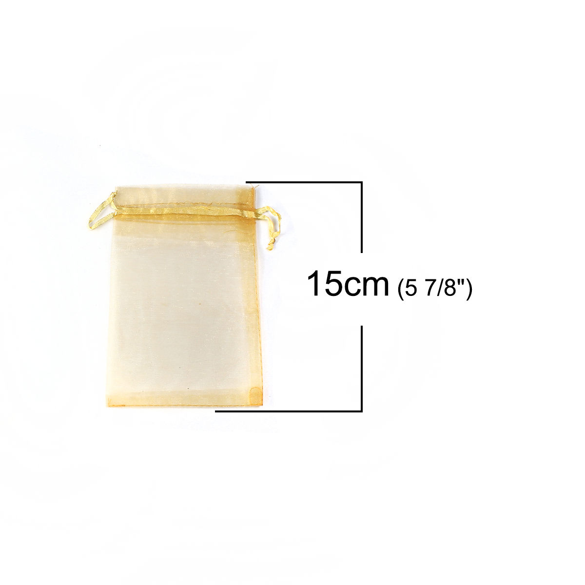 Picture of Wedding Gift Organza Jewelry Bags Drawstring Rectangle Golden (Usable Space: 13x10cm) 15cm(5 7/8") x 10cm(3 7/8"), 20 PCs