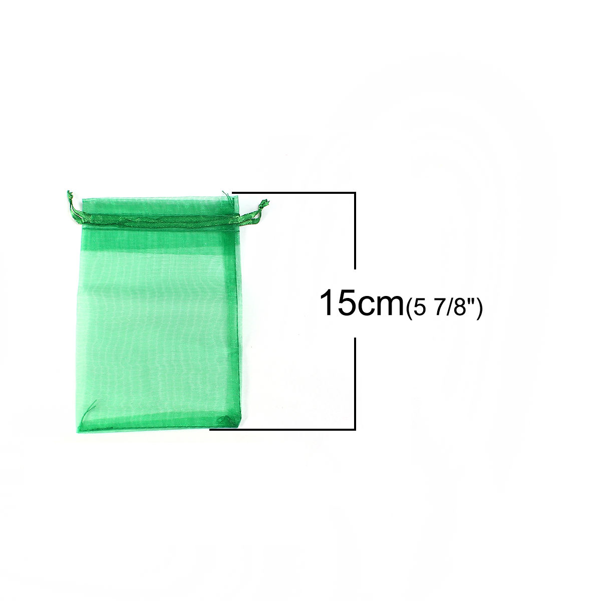 Picture of Wedding Gift Organza Jewelry Bags Drawstring Rectangle Green (Usable Space: 13x10cm) 15cm(5 7/8") x 10cm(3 7/8"), 20 PCs