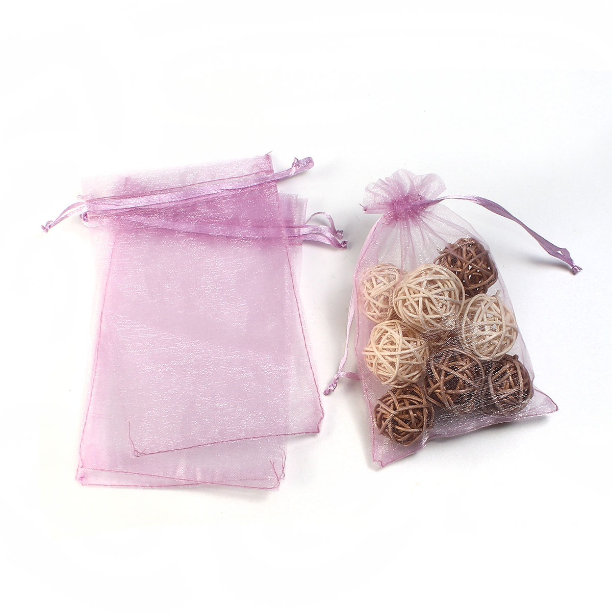 Picture of Wedding Gift Organza Jewelry Bags Drawstring Rectangle Mauve (Usable Space: 13x10cm) 15cm(5 7/8") x 10cm(3 7/8"), 20 PCs