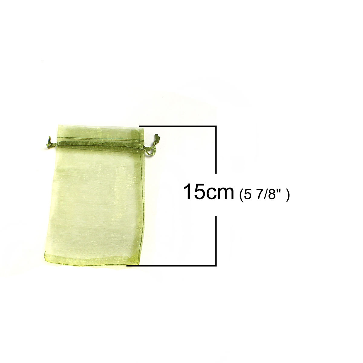 Picture of Wedding Gift Organza Jewelry Bags Drawstring Rectangle Army Green (Usable Space: 13x10cm) 15cm(5 7/8") x 10cm(3 7/8"), 20 PCs