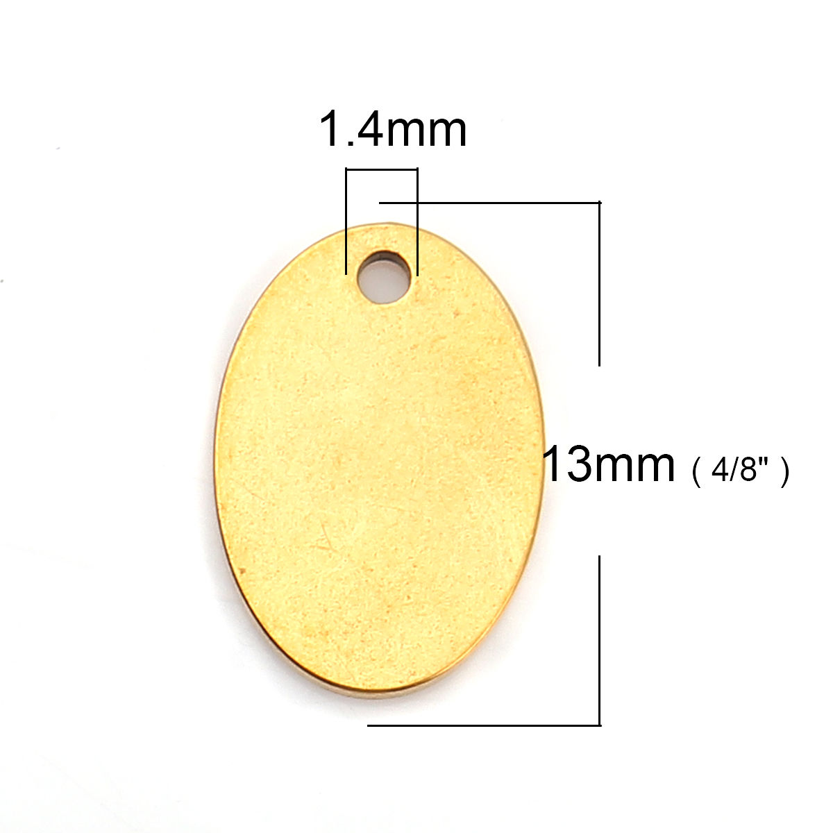 Picture of Stainless Steel Blank Stamping Tags Charms Oval Gold Plated Roller Burnishing 13mm x 9mm, 5 PCs