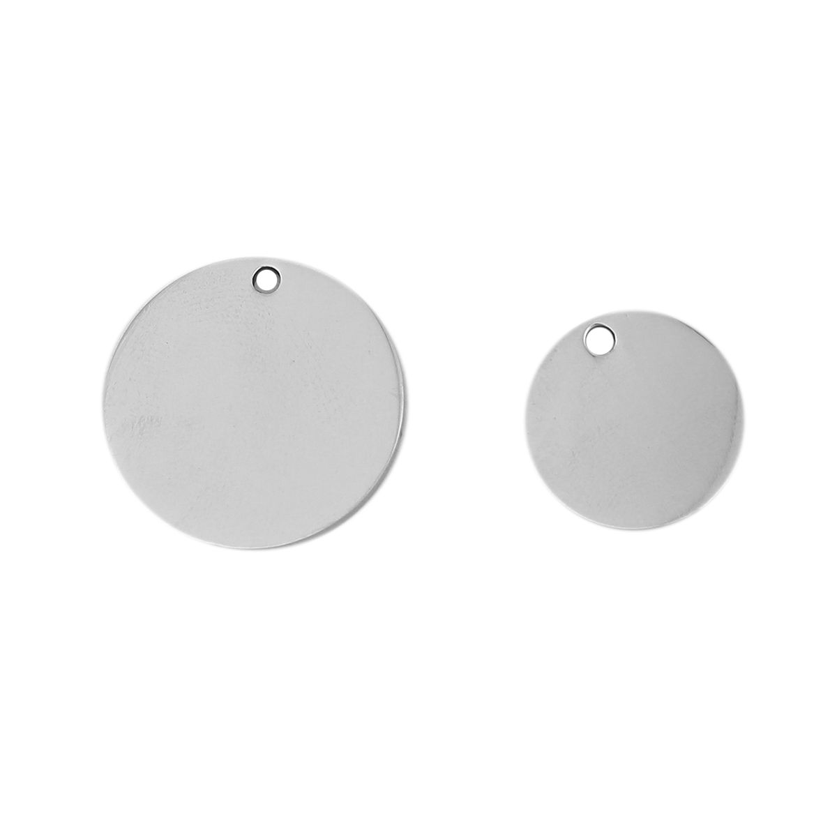 Picture of Stainless Steel Blank Stamping Tags Charms Round Silver Tone One-sided Polishing 20mm Dia., 3 PCs