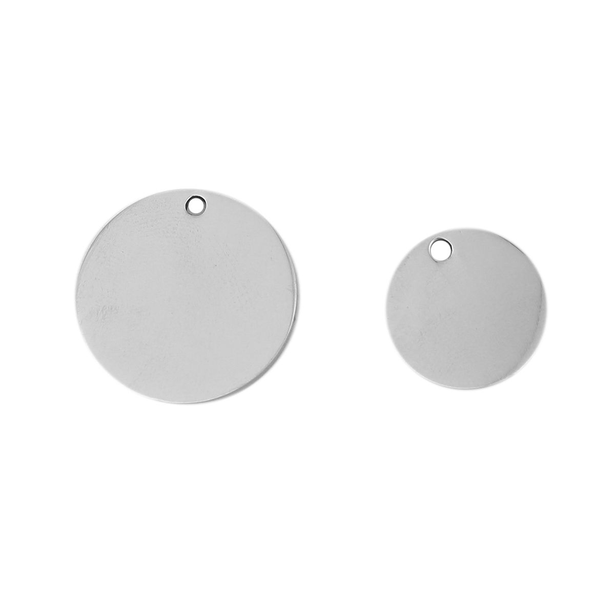 Picture of Stainless Steel Blank Stamping Tags Charms Round Silver Tone One-sided Polishing 15mm Dia., 3 PCs