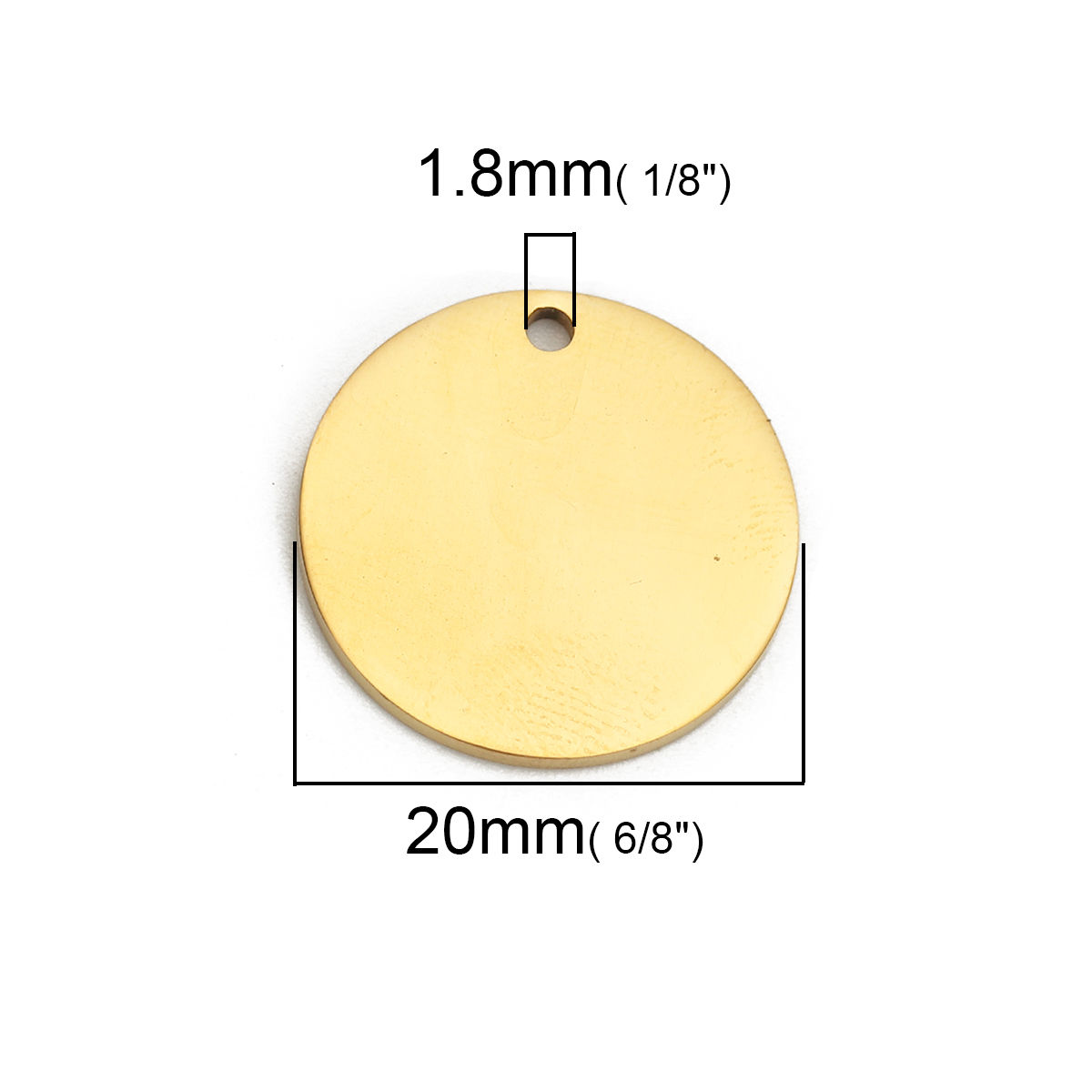 Picture of Stainless Steel Blank Stamping Tags Charms Round Gold Plated One-sided Polishing 20mm Dia., 1 Piece