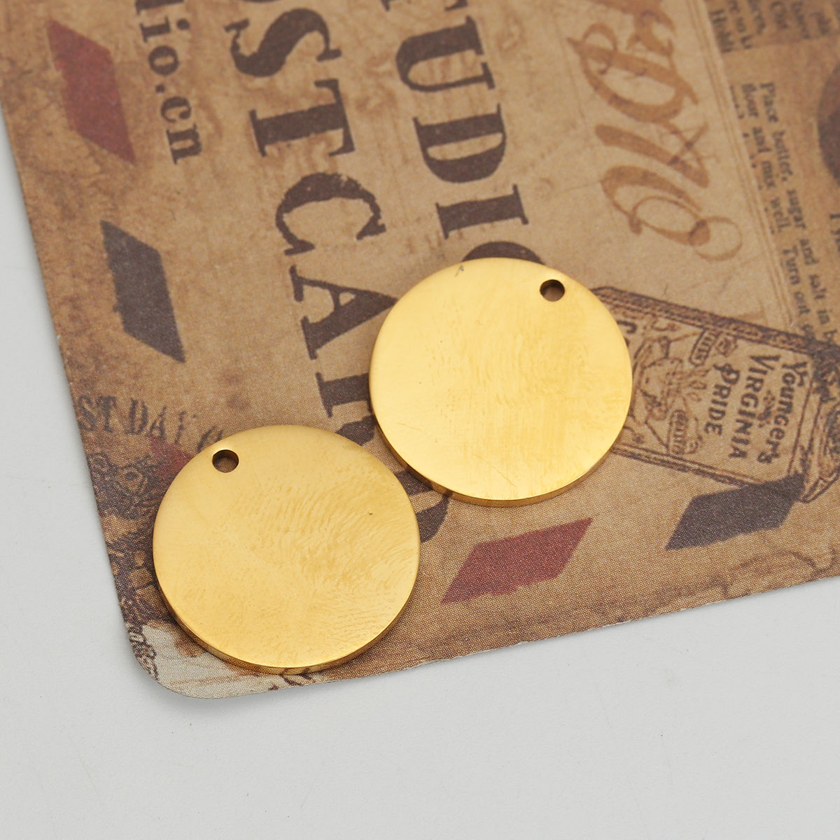Picture of Stainless Steel Blank Stamping Tags Charms Round Gold Plated One-sided Polishing 20mm Dia., 1 Piece