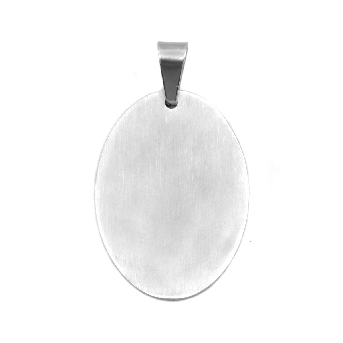 Picture of 304 Stainless Steel Blank Stamping Tags Pendants Oval Silver Tone One-sided Polishing 4.3cm x 2.5cm, 1 Piece