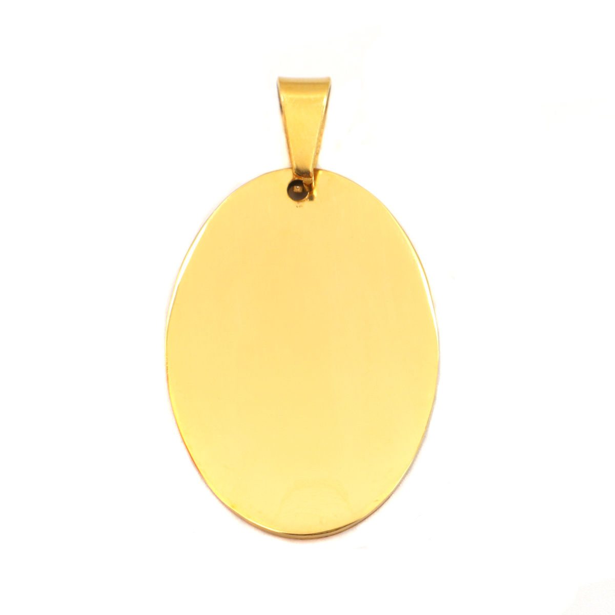 Picture of 304 Stainless Steel Blank Stamping Tags Pendants Oval Gold Plated One-sided Polishing 4.3cm x 2.5cm, 1 Piece