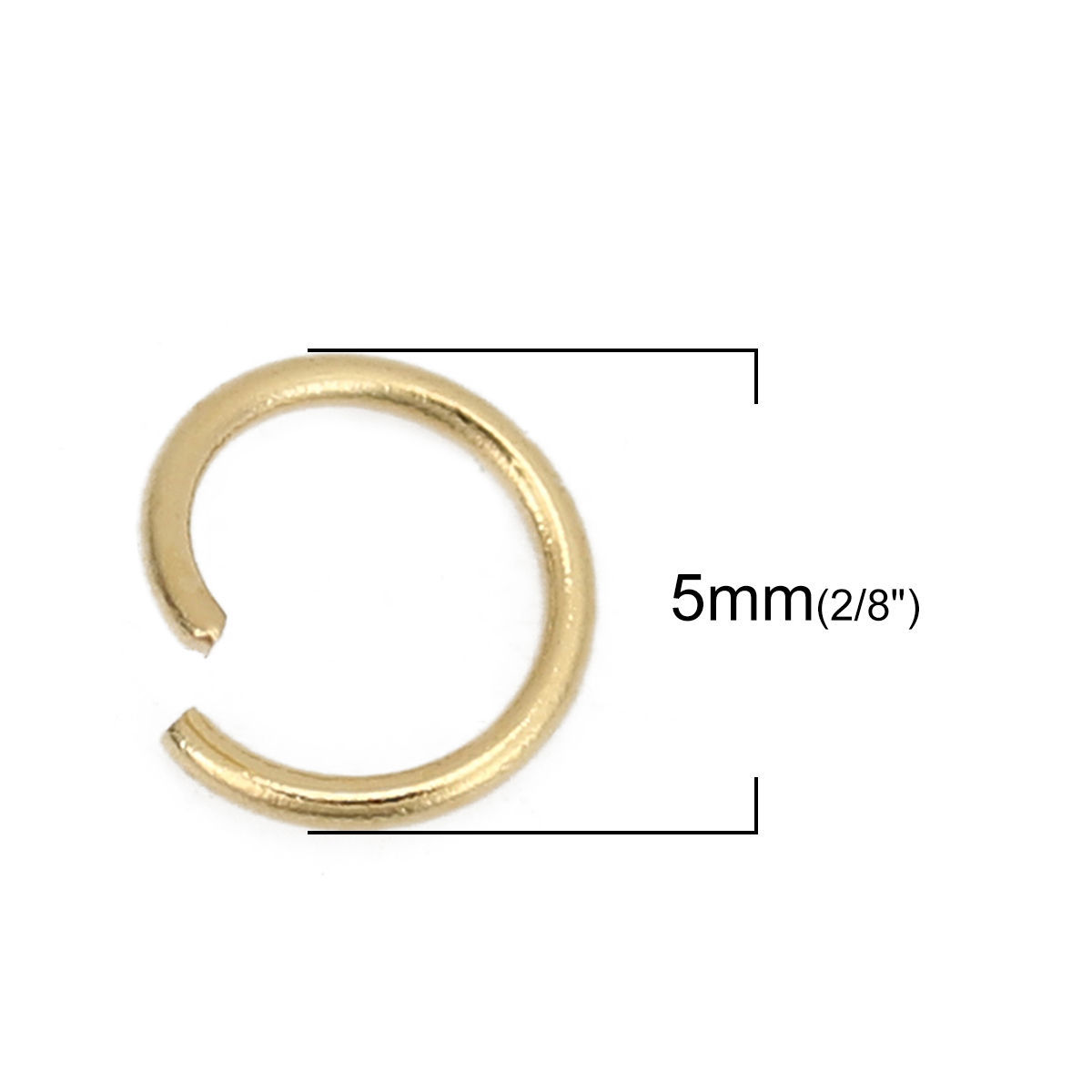 Picture of (22 gauge) 304 Stainless Steel Open Jump Rings Findings Gold Plated 5mm Dia., 1000 PCs