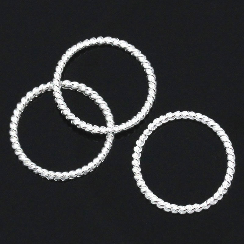 Picture of 1.3mm Zinc Based Alloy Closed Soldered Jump Rings Findings Round Silver Plated 18mm Dia, 50 PCs