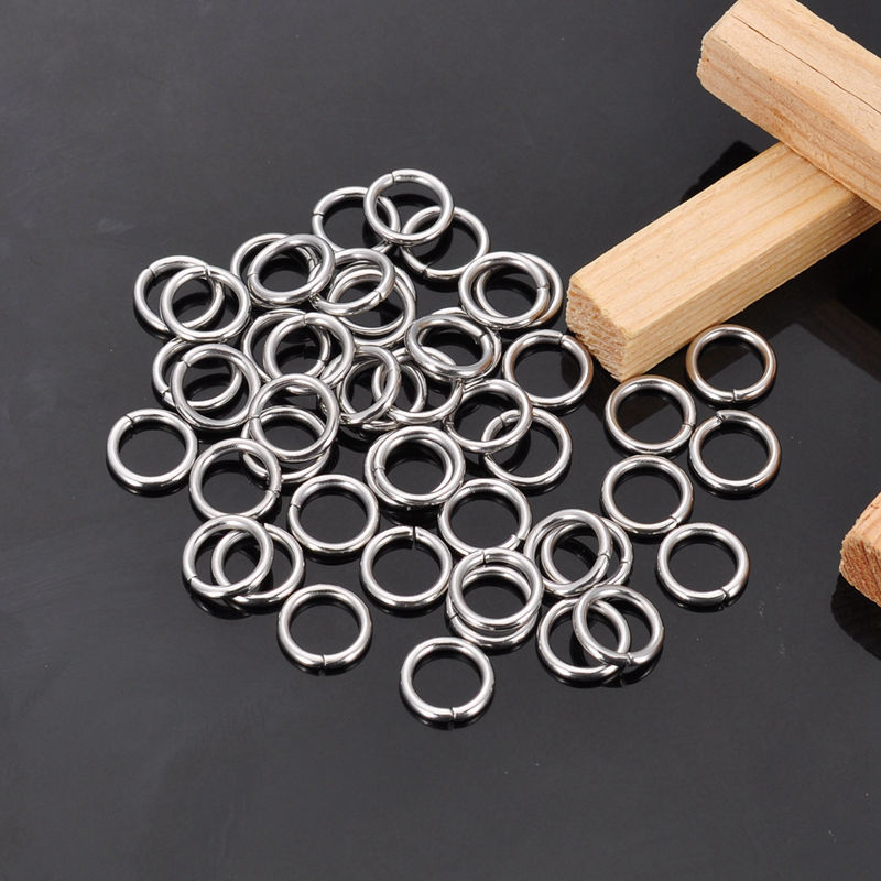 Picture of 304 Stainless Steel Opened Jump Rings Findings Round Silver Tone 8mm( 3/8") Dia, 500 PCs