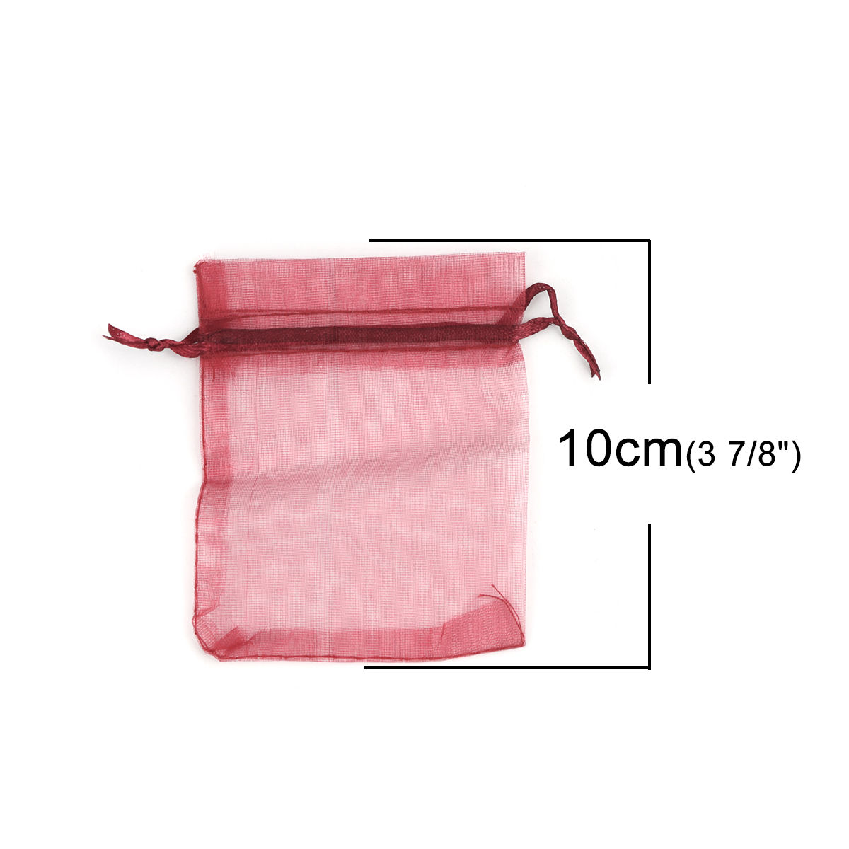 Picture of Wedding Gift Organza Jewelry Bags Drawstring Rectangle Wine Red 10cm x8cm(3 7/8" x3 1/8"), (Usable Space: 8x8cm) 30 PCs