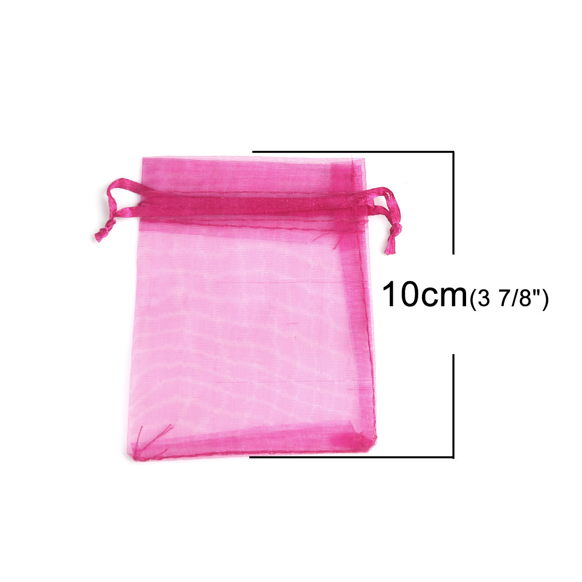 Picture of Wedding Gift Organza Jewelry Bags Drawstring Rectangle Fuchsia 10cm x8cm(3 7/8" x3 1/8"), (Usable Space: 8x8cm) 30 PCs