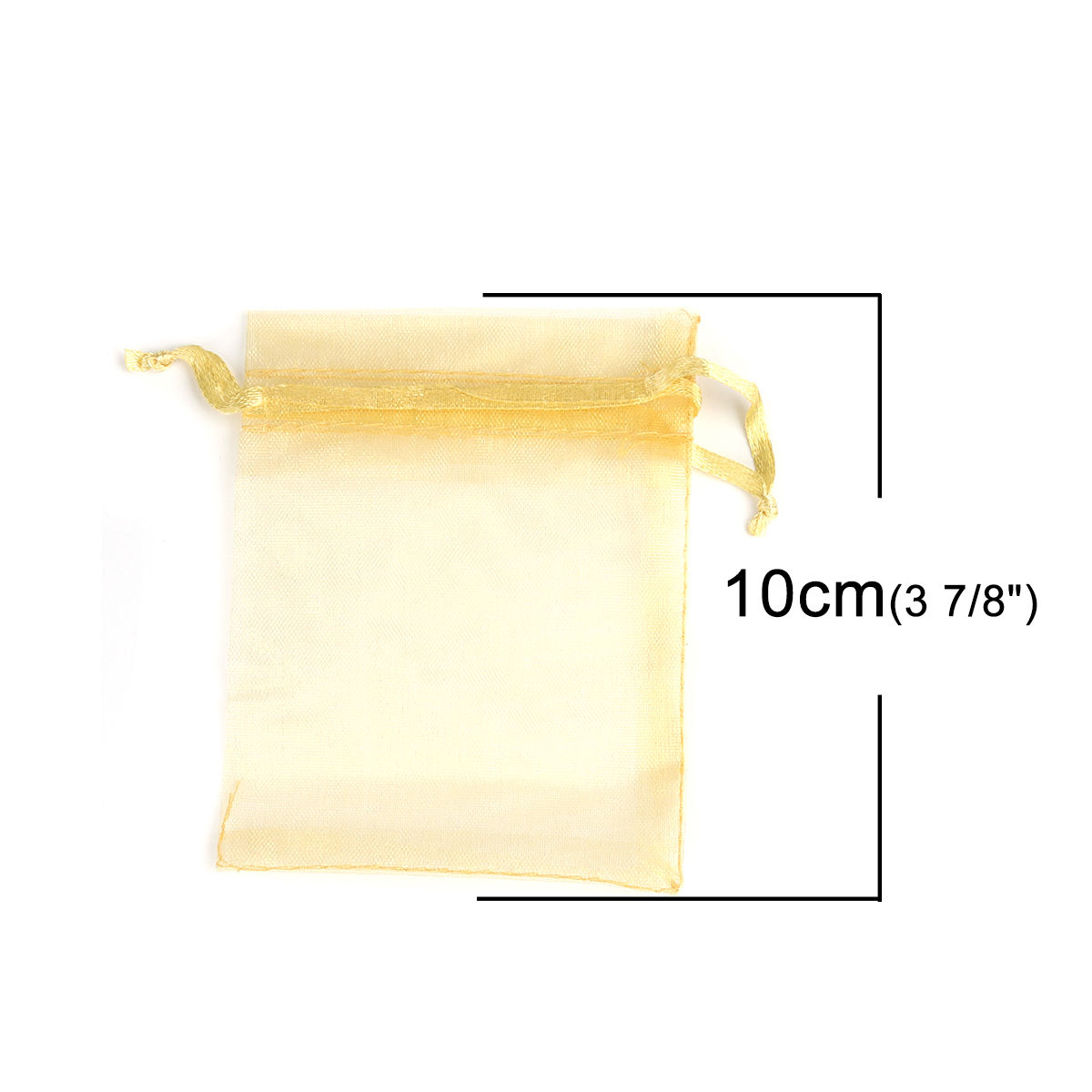 Picture of Wedding Gift Organza Jewelry Bags Drawstring Rectangle Golden 10cm x8cm(3 7/8" x3 1/8"), (Usable Space: 8x8cm) 30 PCs