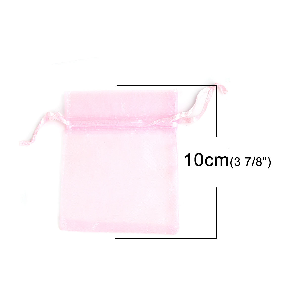 Picture of Wedding Gift Organza Jewelry Bags Drawstring Rectangle Pink 10cm x8cm(3 7/8" x3 1/8"), (Usable Space: 8x8cm) 30 PCs