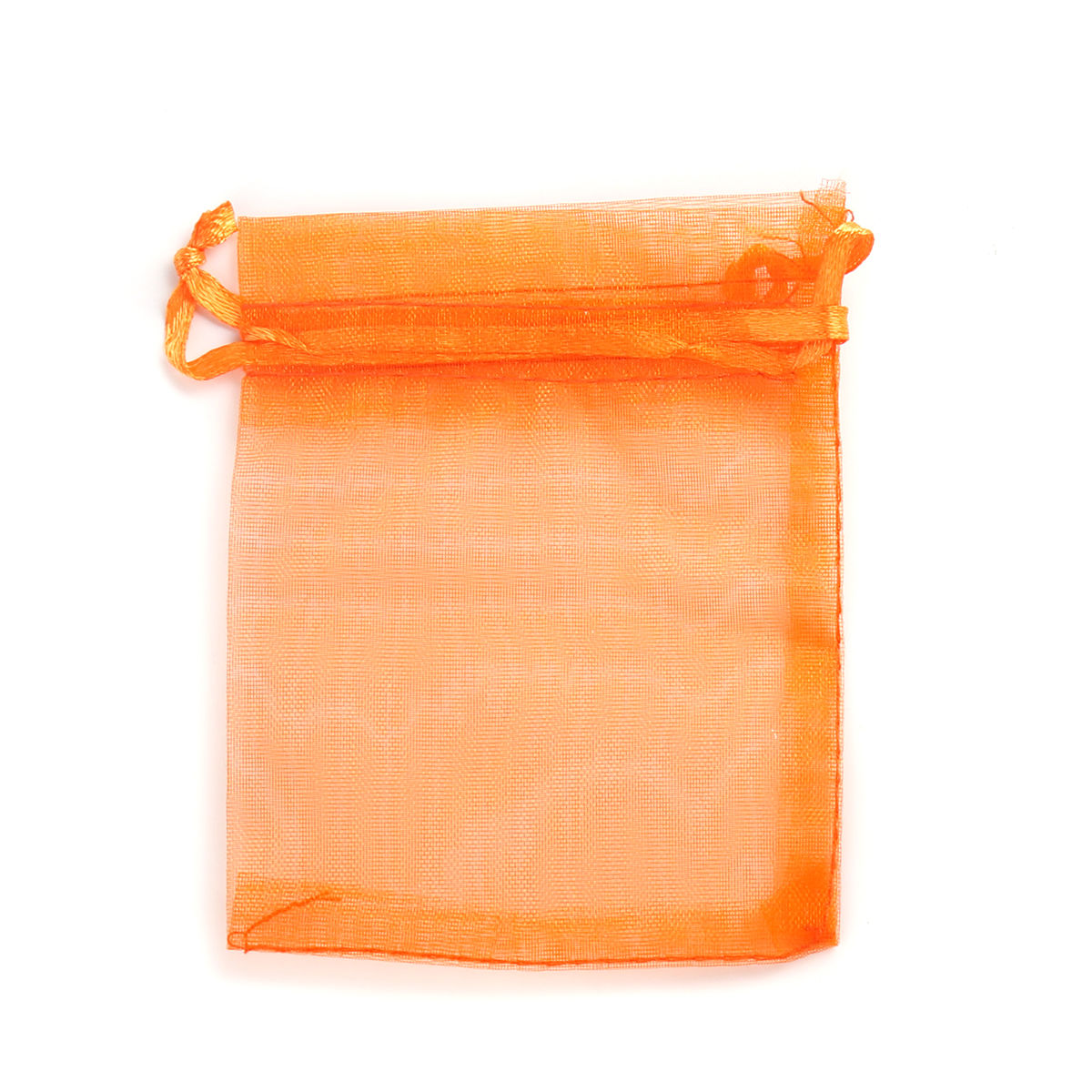 Picture of Wedding Gift Organza Jewelry Bags Drawstring Rectangle Orange 10cm x8cm(3 7/8" x3 1/8"), (Usable Space: 8x8cm) 30 PCs