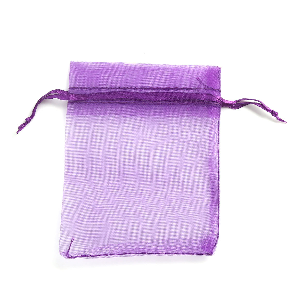 Picture of Wedding Gift Organza Jewelry Bags Drawstring Rectangle Dark Purple 10cm x8cm(3 7/8" x3 1/8"), (Usable Space: 8x8cm) 30 PCs