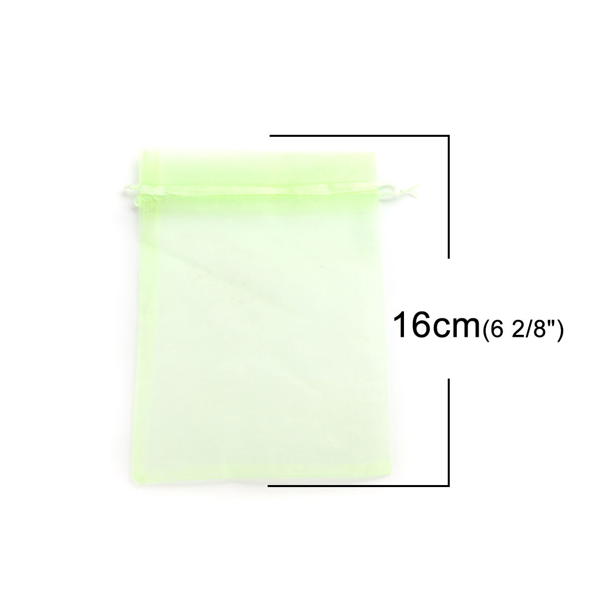 Picture of Wedding Gift Organza Jewelry Bags Drawstring Rectangle Fruit Green (Usable Space: 13.5x10.5cm) 16cm x 11cm, 20 PCs
