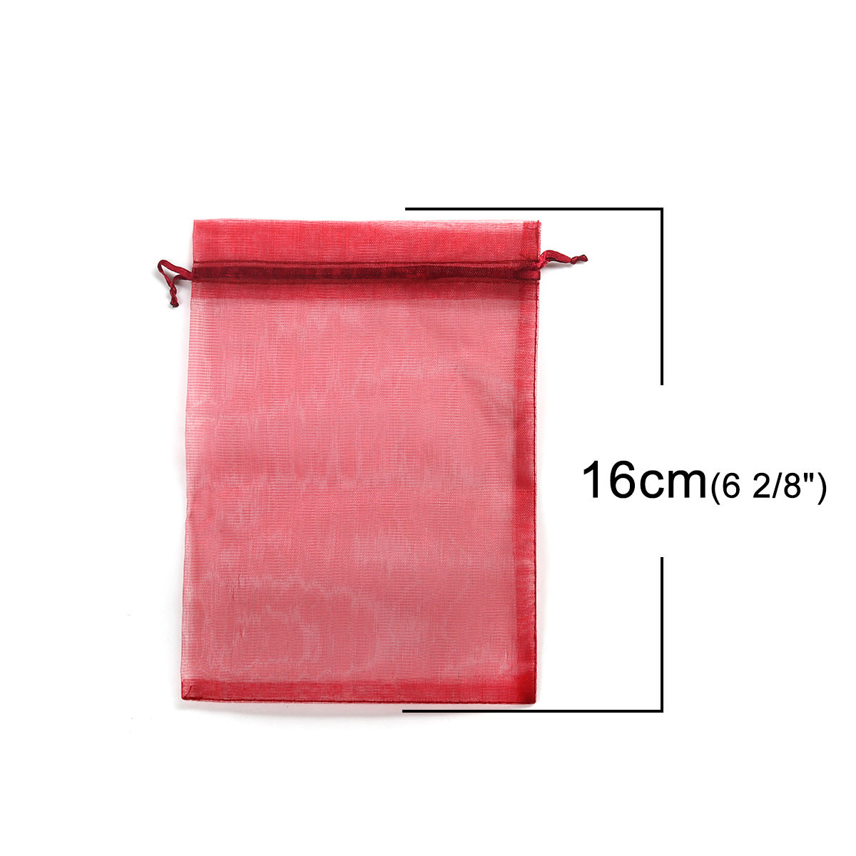 Picture of Wedding Gift Organza Jewelry Bags Drawstring Rectangle Wine Red (Usable Space: 13.5x10.5cm) 16cm x 11cm, 20 PCs