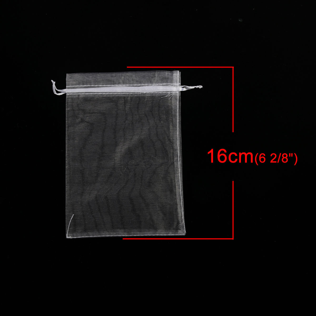 Picture of Wedding Gift Organza Jewelry Bags Drawstring Rectangle White (Usable Space: 13.5x10.5cm) 16cm x 11cm, 20 PCs