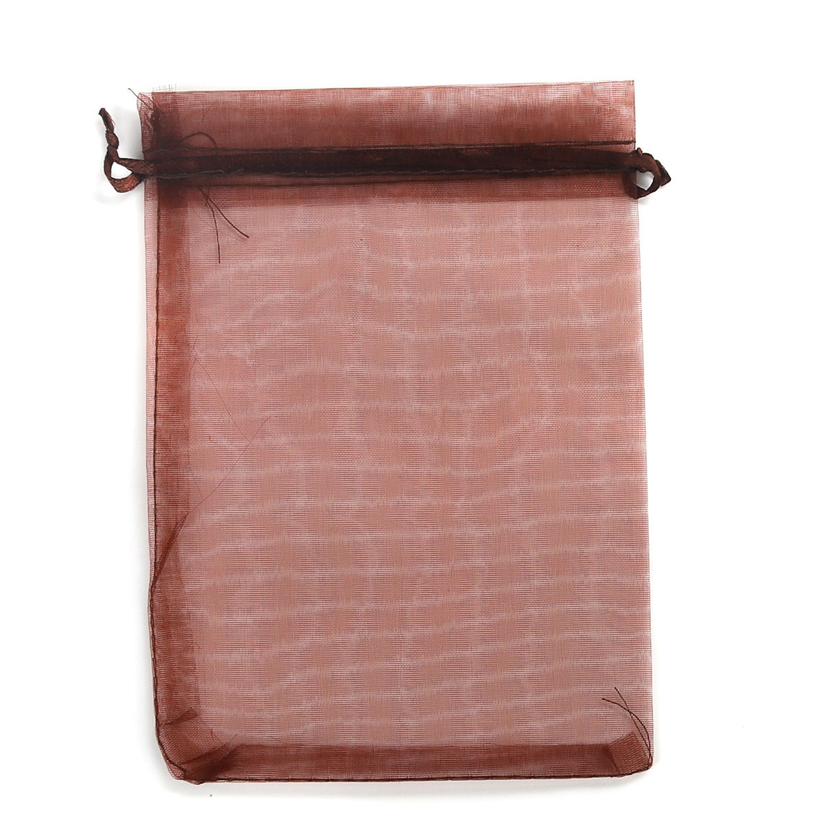 Picture of Wedding Gift Organza Jewelry Bags Drawstring Rectangle Coffee (Usable Space: 13.5x10.5cm) 16cm x 11cm, 20 PCs