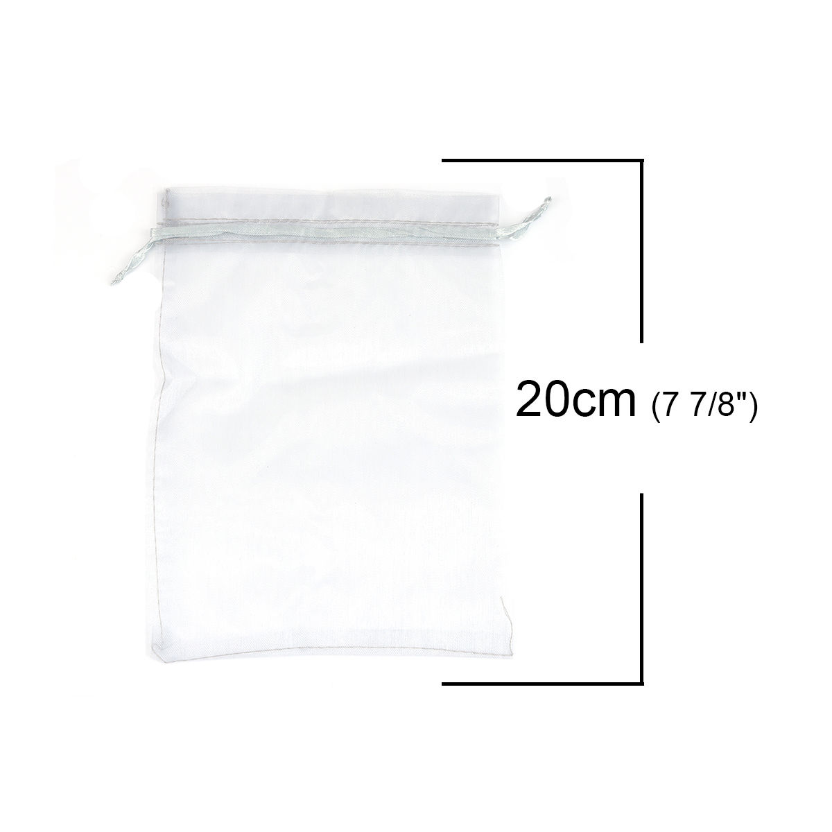 Picture of Wedding Gift Organza Jewelry Bags Drawstring Rectangle Gray 20cm x15cm(7 7/8" x5 7/8"), (Usable Space: 17x14.5cm) 20 PCs