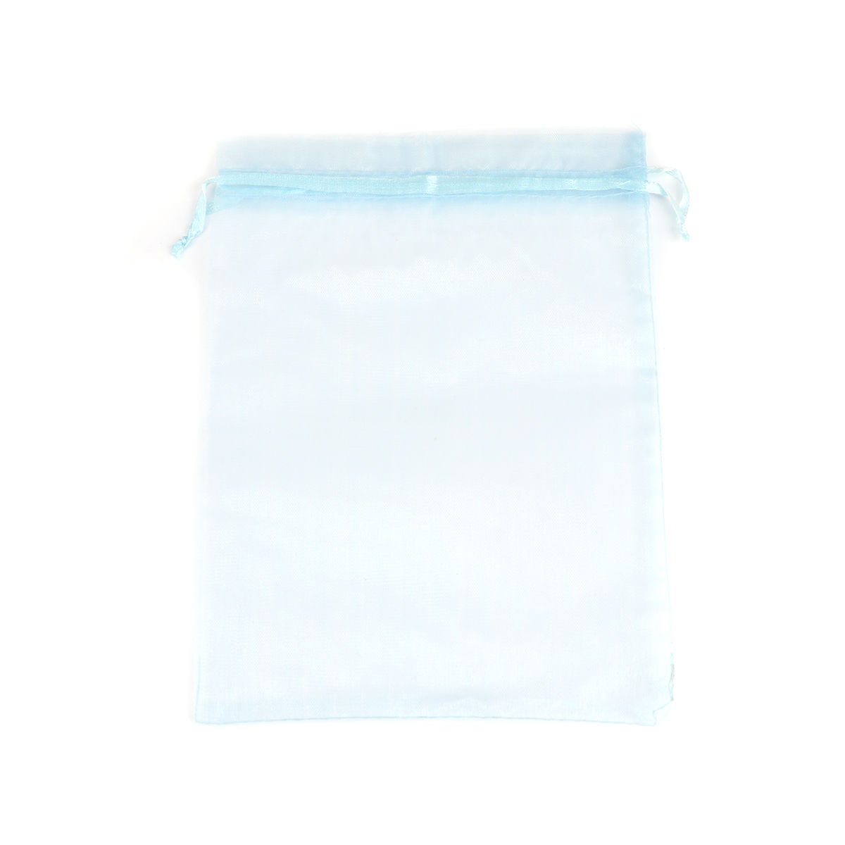 Picture of Wedding Gift Organza Jewelry Bags Drawstring Rectangle Light Blue 20cm x15cm(7 7/8" x5 7/8"), (Usable Space: 17x14.5cm) 20 PCs