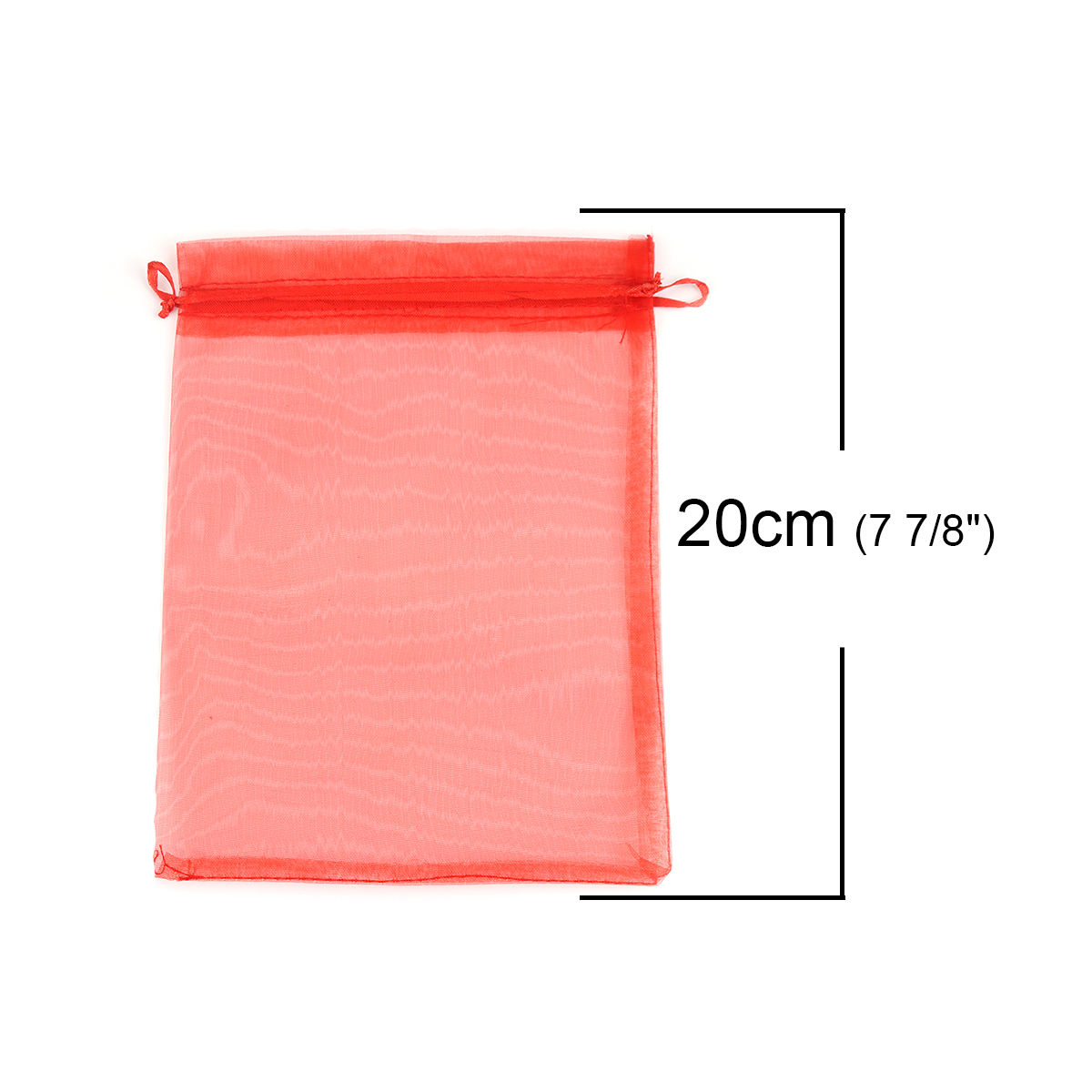 Picture of Wedding Gift Organza Jewelry Bags Drawstring Rectangle Red 20cm x15cm(7 7/8" x5 7/8"), (Usable Space: 17x14.5cm) 20 PCs