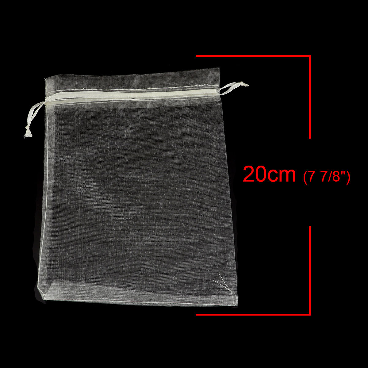 Picture of Wedding Gift Organza Jewelry Bags Drawstring Rectangle Beige 20cm x15cm(7 7/8" x5 7/8"), (Usable Space: 17x14.5cm) 20 PCs