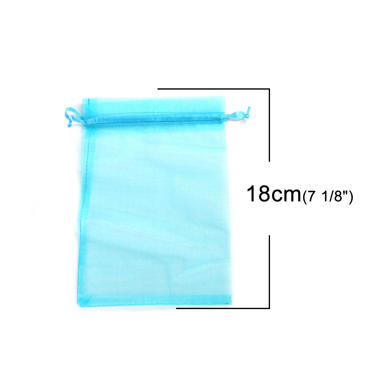 Picture of Wedding Gift Organza Jewelry Bags Drawstring Rectangle Lake Blue (Usable Space: 15.5x12.5cm) 18cm x 12.8cm, 20 PCs