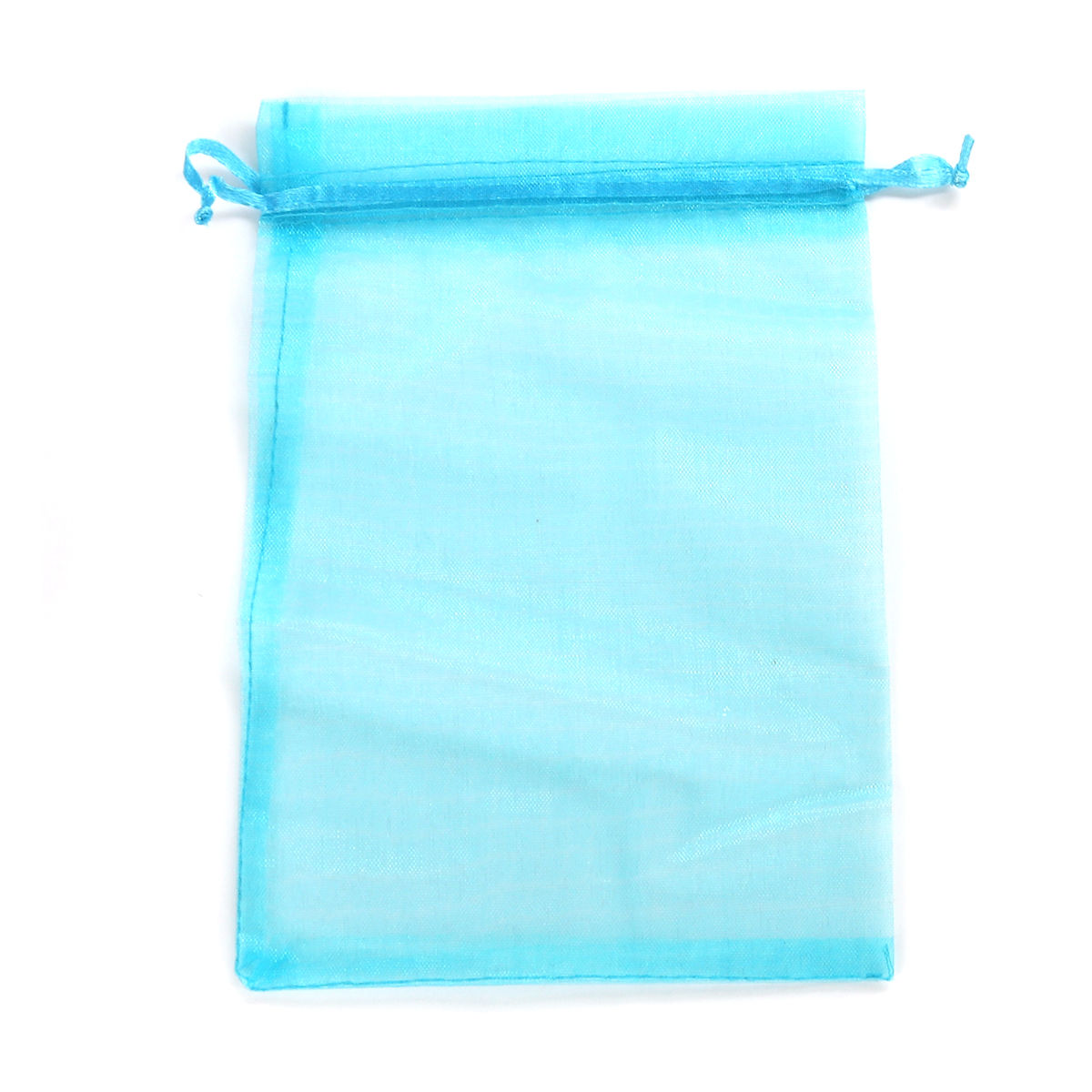 Picture of Wedding Gift Organza Jewelry Bags Drawstring Rectangle Lake Blue (Usable Space: 15.5x12.5cm) 18cm x 12.8cm, 20 PCs