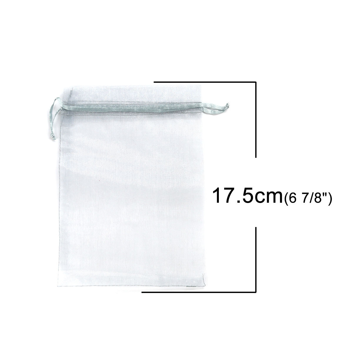 Picture of Wedding Gift Organza Jewelry Bags Drawstring Rectangle Gray (Usable Space: 15.5x12.5cm) 17.5cm x 12.8cm, 20 PCs