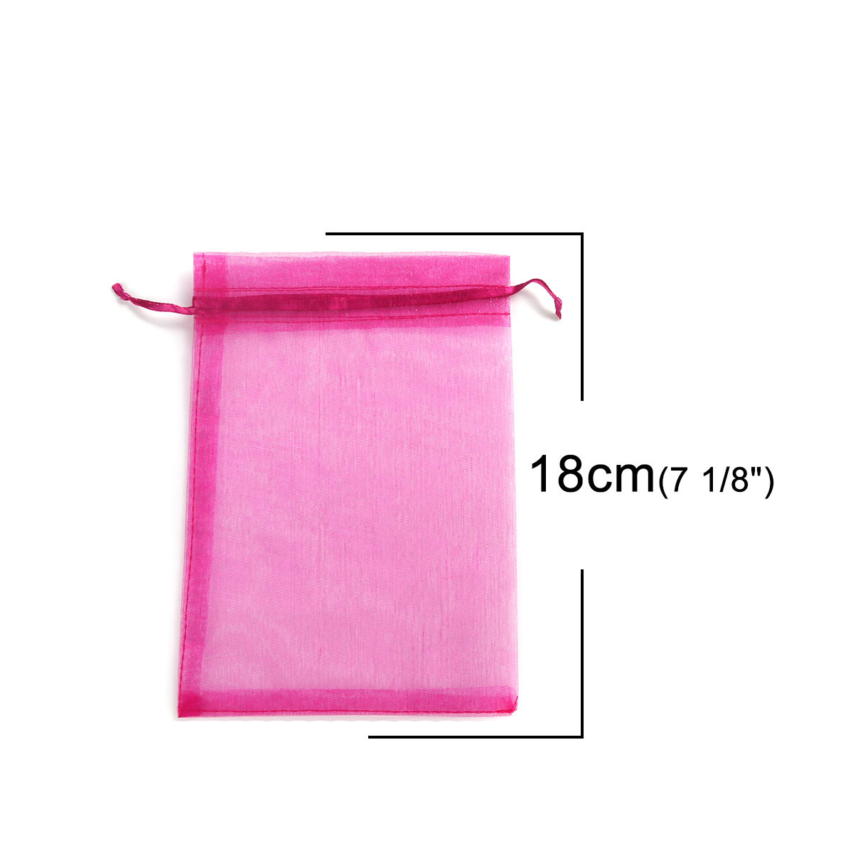 Picture of Wedding Gift Organza Jewelry Bags Drawstring Rectangle Fuchsia (Usable Space: 15.5x12.5cm) 18cm x 12.8cm, 20 PCs