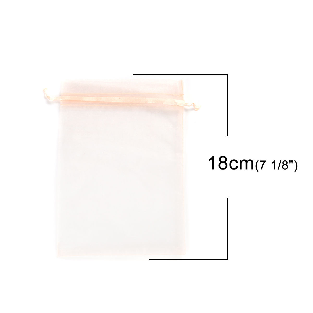Picture of Wedding Gift Organza Jewelry Bags Drawstring Rectangle Champagne (Usable Space: 15.5x12.5cm) 18cm x 12.8cm, 20 PCs