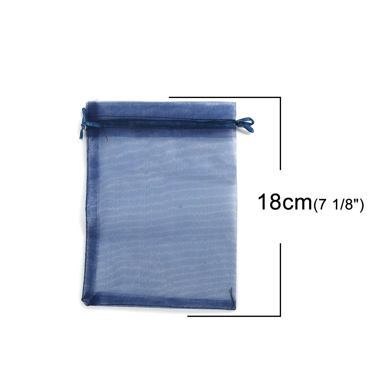 Picture of Wedding Gift Organza Jewelry Bags Drawstring Rectangle Navy Blue (Usable Space: 15.5x12.5cm) 18cm x 12.8cm, 20 PCs
