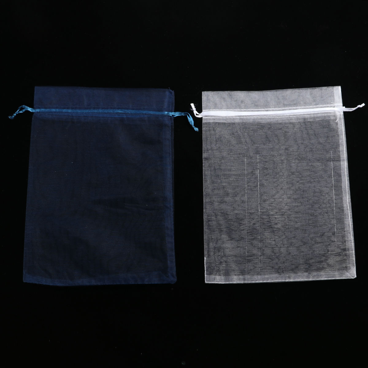 Picture of Wedding Gift Organza Jewelry Bags Drawstring Rectangle At Random (Usable Space: 19x16cm) 23cm x 17cm, 20 PCs