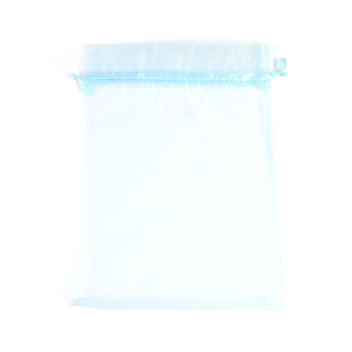 Picture of Wedding Gift Organza Jewelry Bags Drawstring Rectangle Light Blue (Usable Space: 19x16.5cm) 23cm x 17cm, 20 PCs