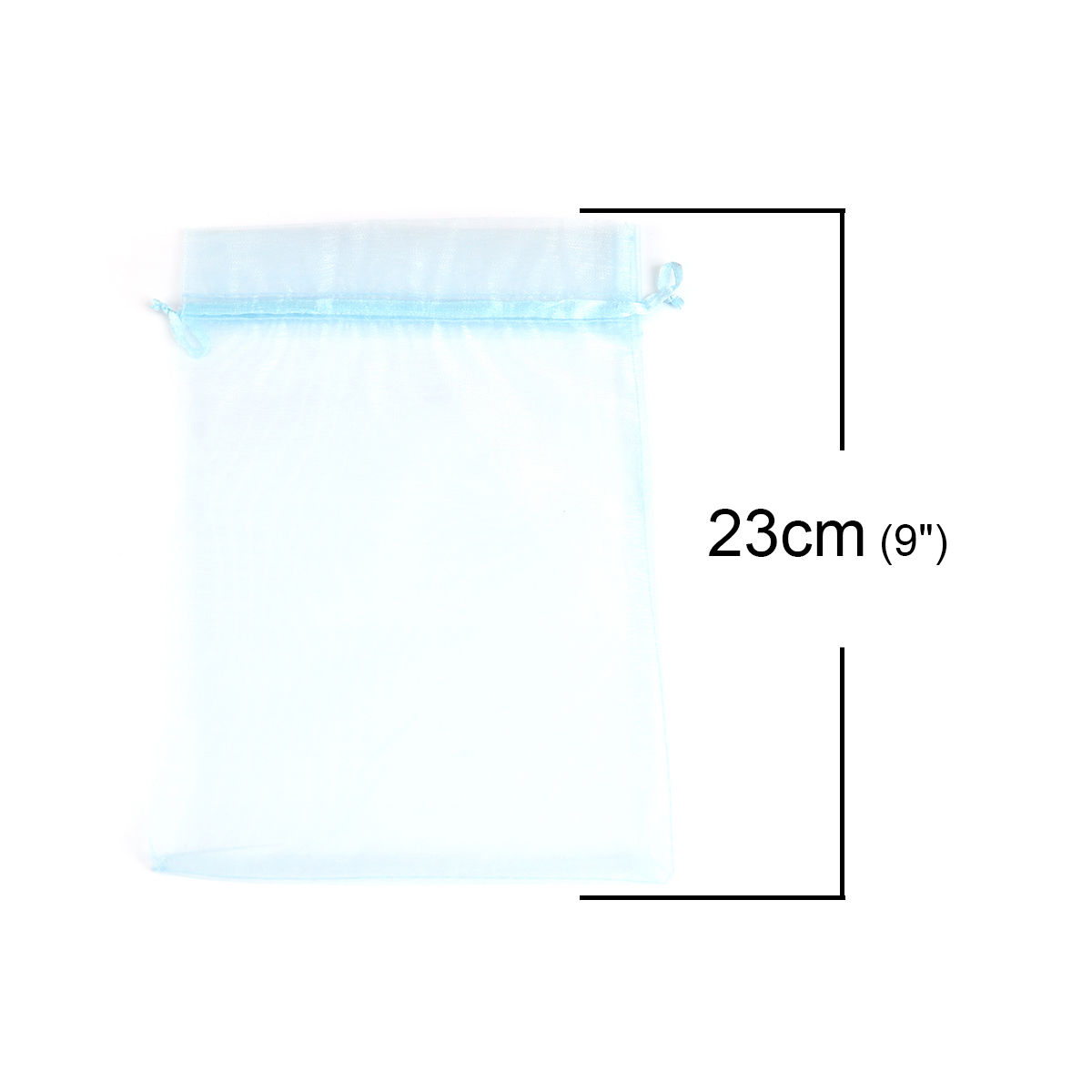 Picture of Wedding Gift Organza Jewelry Bags Drawstring Rectangle Light Blue (Usable Space: 19x16.5cm) 23cm x 17cm, 20 PCs